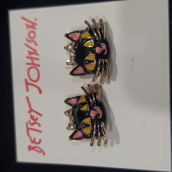 Betsey Johnson Black Cat Earrings - Picture 3 of 4